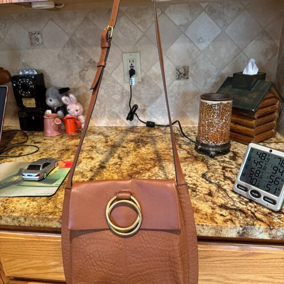 Vince Camuto Livy Crossbody Warm Caramel Handbag Purse 9" x 9 1/2" x 2" - Picture 7 of 8